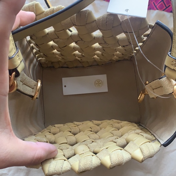 Tory Burch McGraw Woven Embossed Small Bucket Bag - Picture 8 of 12